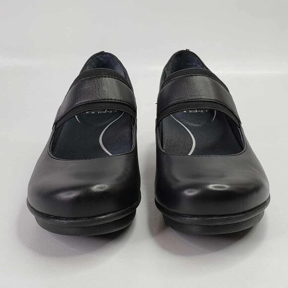 Dansko Kendra EU 38 US 8 Black Leather Mary Jane Wedge Shoes Comfort - Picture 4 of 9